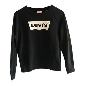 Black Levi’s Crewneck w/ White Logo Sweatshirt Pullover - Size Small
